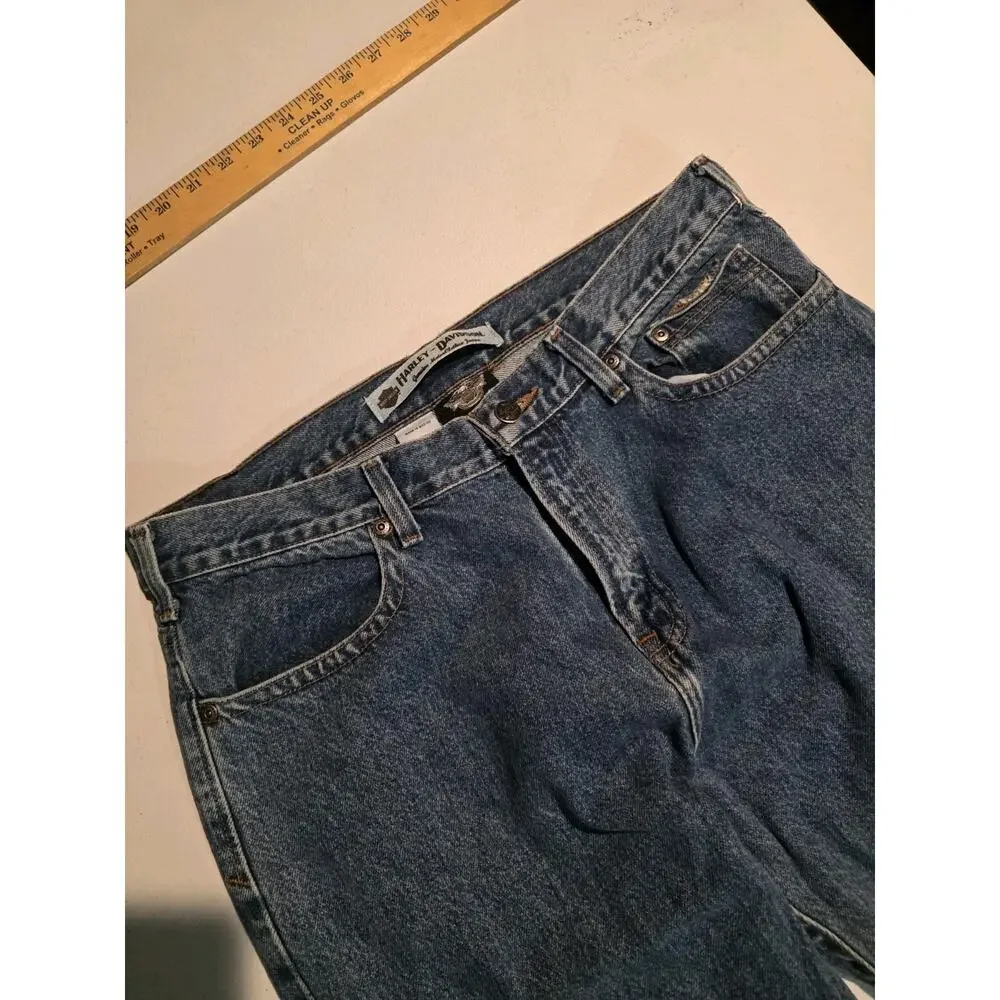 Harley Davidson Jeans Mens 34x30 Blue Denim Straight Leg Motorcycles Biker